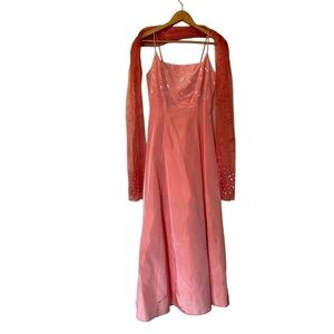 VTG Y2K BE SMART SLEEVELESS SPARKLE TIE AND SKARF MAXI DRES 5/6 HOCO Homecoming